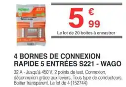 Chretien Matériaux 4 bornes de connexion rapide 5 entrées s221 - wago offre