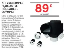Chretien Matériaux Kit vmc simple flux auto- réglable - olympic offre