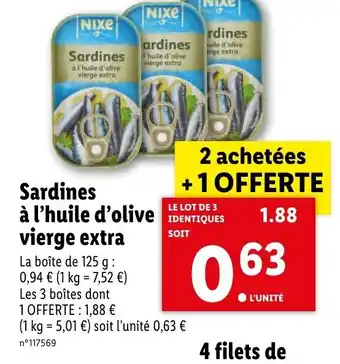 Lidl Sardines à l'huile d'olive vierge extra offre