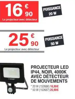 Chretien Matériaux Projecteur led ip44, noir, 4000k avec détecteur de mouvements offre
