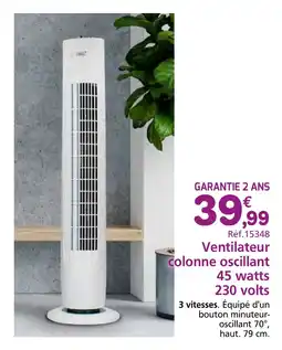 Provence Outillage Ventilateur colonne oscillant 45 watts 230 volts offre