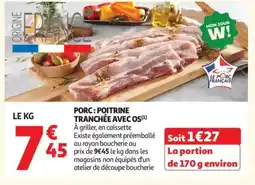 Auchan Porc: poitrine tranchée avec os offre