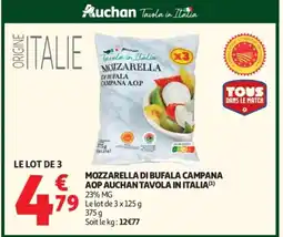 Auchan Mozzarella di bufala campana aop auchan tavola in italia offre