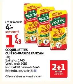 Auchan PANZANI Coquillettes cuisson rapide offre