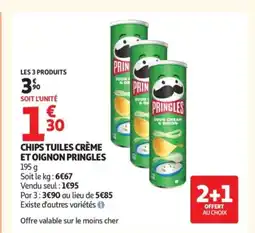 Auchan PRINGLES Chips tuiles crème et oignon offre