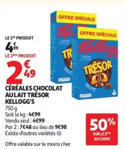 Auchan KELLOGG'S Céréales chocolat aulait trésor offre