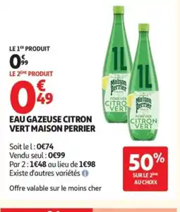Auchan MAISON PERRIER Eau gazeuse citron vert offre