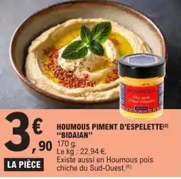 E.Leclerc BIDAIAN Houmous piment d'espelett offre