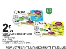 E.Leclerc ONDARS Yaourt au lait de brebis bio nature offre