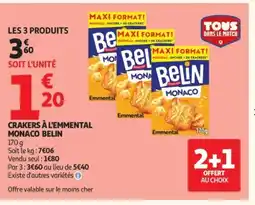 Auchan BELIN Crakers à l'emmental monaco offre