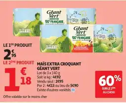 Auchan GÉANT VERT Maïs extra croquant offre