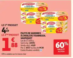 Auchan SAUPIQUET Filets de sardines à l'huile de tournesol offre