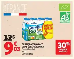 Auchan CANDIA Grandlait bio lait demi-écrème offre