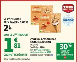 Auchan AUCHAN Cônes glacés sundae caramel offre