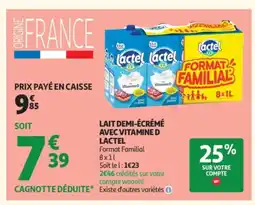 Auchan LACTEL Lait demi-écrémé avec vitamined lactel offre