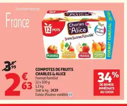 Auchan CHARLES & ALICE Compotes de fruits offre