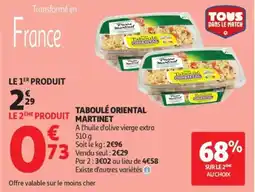 Auchan Taboulé oriental martinet offre