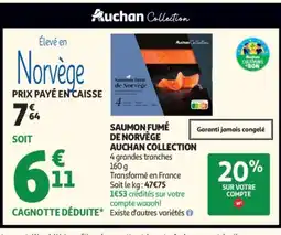 Auchan Saumon fumé de norvège auchan collection offre