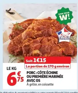 Auchan Porc: côte échine ou première marinée avec os offre