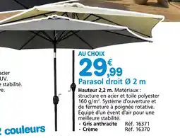 Provence Outillage Parasol droit Ø 2 m offre