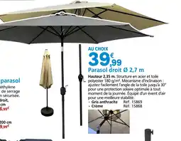 Provence Outillage Parasol droit Ø 2,7 m offre