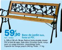 Provence Outillage Banc de jardin bois, fonte et PVC offre