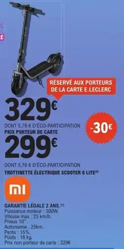 E.Leclerc MI Trottinette Électrique Scooter 6 Lite offre