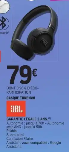E.Leclerc JBL CASQUE TUNE 680 offre