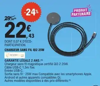 TigerpowerChargeur sans fil Qi2 25W