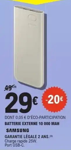 E.Leclerc Samsung Batterie externe 10 000 mah offre