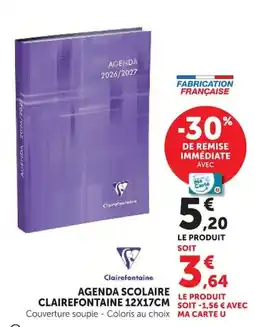 Super U Clairefontaine Agenda scolaire offre