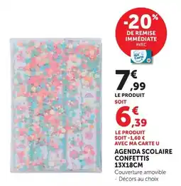Super U Agenda scolaire confettis offre