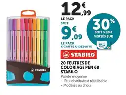 Super U Stabilo 20 feutres de coloriage pen 68 offre