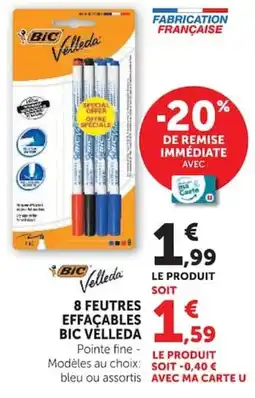 Super U Bic Velleda 8 feutres effaçables offre