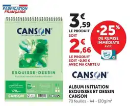 Super U Canson Album initiation esquisses et dessin offre