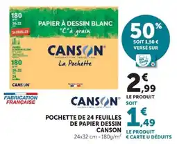 Super U Canson Pochette de 24 feuilles de papier dessin offre