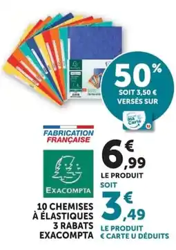 Super U Exacompta 10 chemises a elastique 3 rabats offre