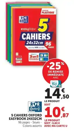 Super U Oxford Cahier easybook offre