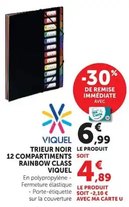 Super U Viquel trieur noir 12 compartiments rainbow class offre