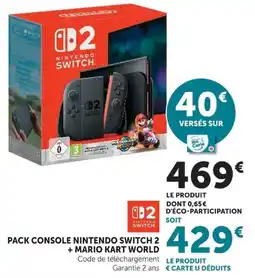 Super U Nintendo Switch 2 Pack Console + Mario Kart World offre