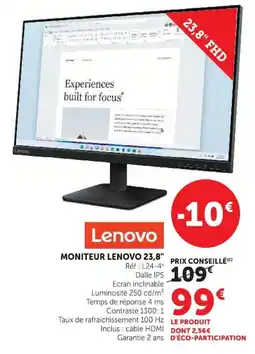 Super U Lenovo moniteur offre