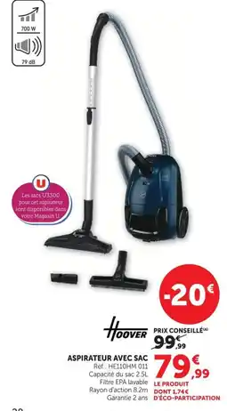 Super U Hoover aspirateur avec sac offre