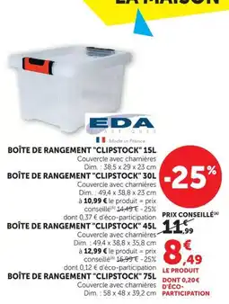 Super U Eda Boîte de rangement clipstock offre
