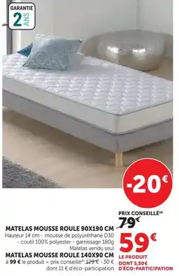 Super U Matelas mousse roule offre