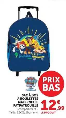 Hyper U SAC À DOS À ROULETTES MATERNELLE PATPATROUILLE offre