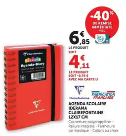 Hyper U AGENDA SCOLAIRE IDERAMA CLAIREFONTAINE offre