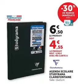 Hyper U AGENDA SCOLAIRE STUDYRAMA CLAIREFONTAINE offre