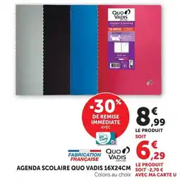 Hyper U AGENDA SCOLAIRE QUO VADIS offre
