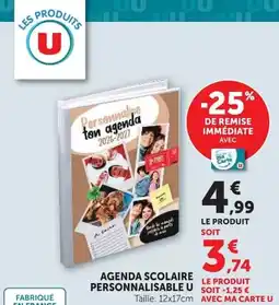 Hyper U AGENDA SCOLAIRE PERSONNALISABLE U offre