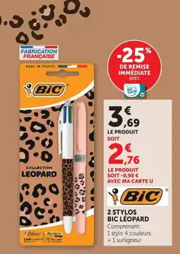 Hyper U 2 STYLOS BIC LEOPARD offre